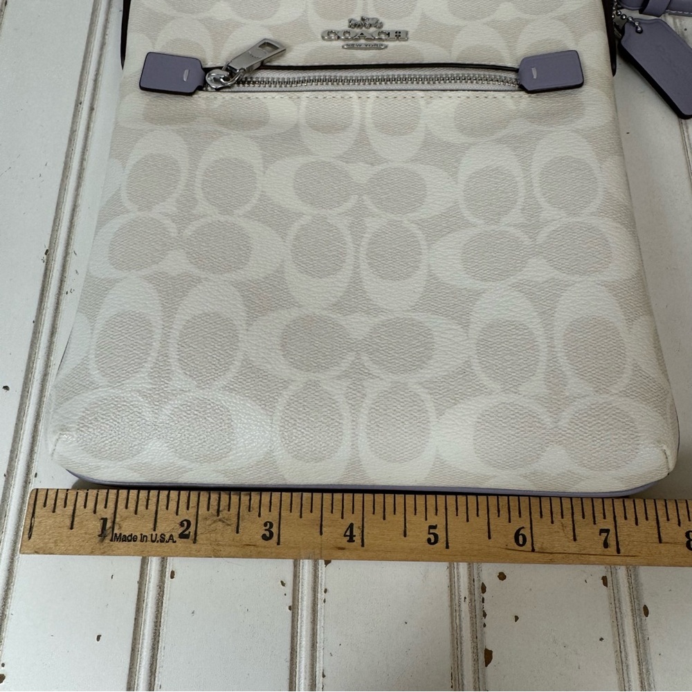 Coach CF340 Crossbody Bag Signature Mini rowan File‎ Mist Purple Silver Hardware - Picture 12 of 15
